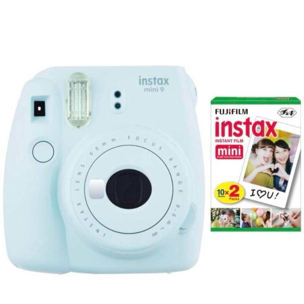 Fujifilm Blue Instax Mini 9 Instant Camera with Built-in Flash